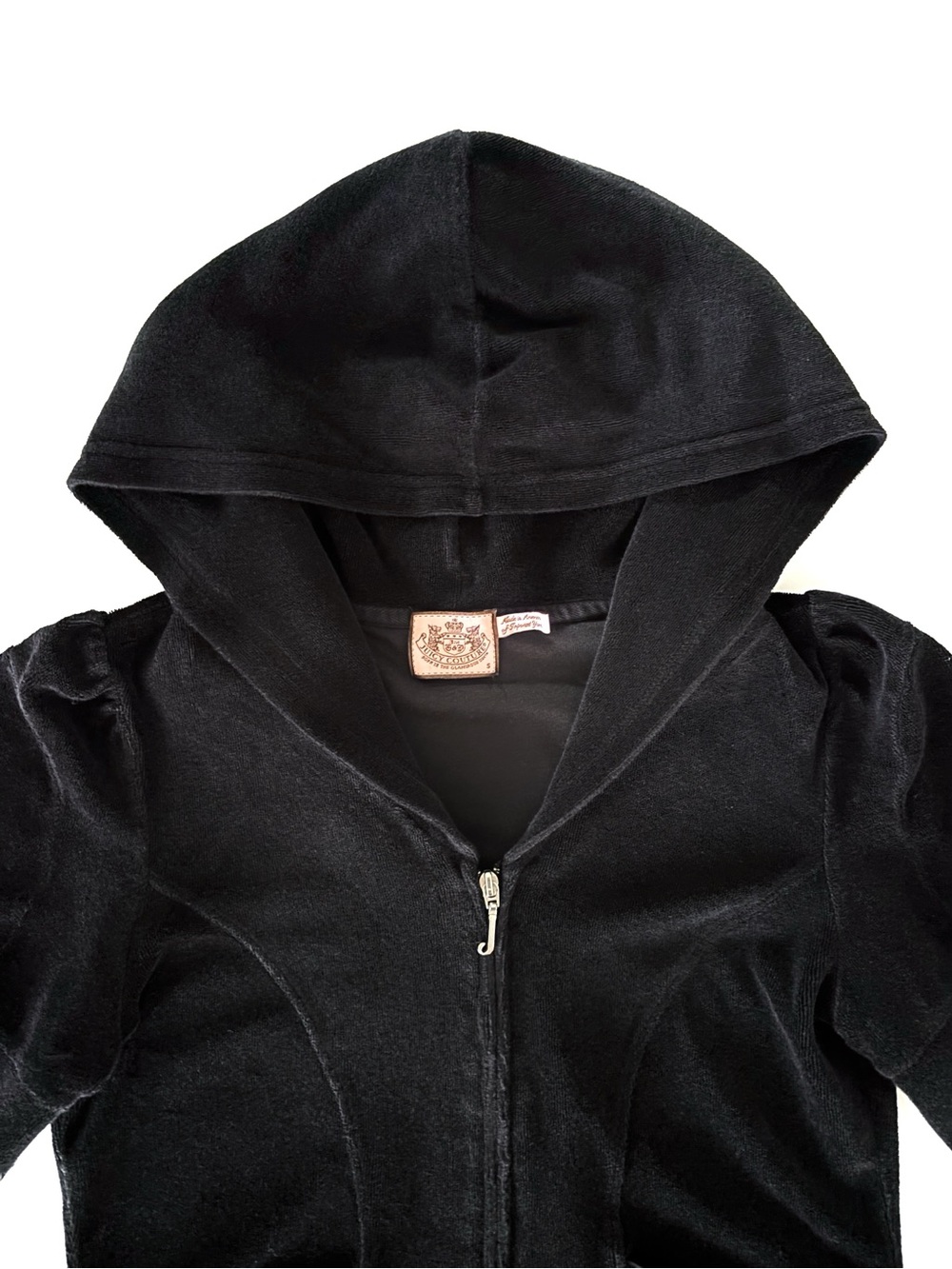 Juicy Couture | Terry Short Sleeve Zip Up Sweater Size Small Black Y2K 2000s - Picture 2 of 4